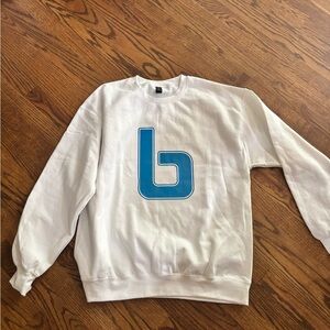 Gildan White Sweatshirt with Blue Logo